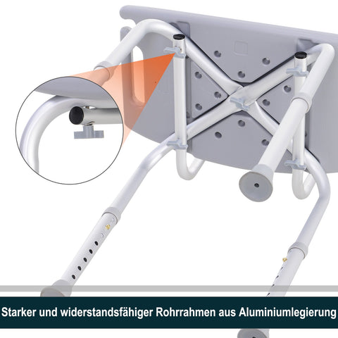 Rootz Shower Chair Bath Stool - Shower Seat - Bath Aid - Height Adjustable Comfort - 55cm x 50.6cm x 71-78.5cm