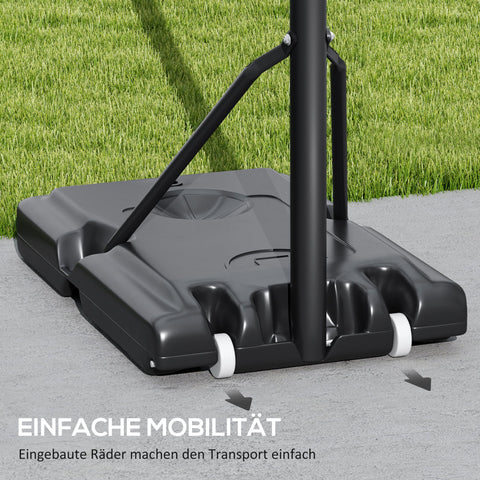 Rootz Basketball Stand - Hoop System - Adjustable Heights - Spring-Loaded Basket - 2.35-3.05m Basket Height - 110x75cm Back Panel - Mobile Design