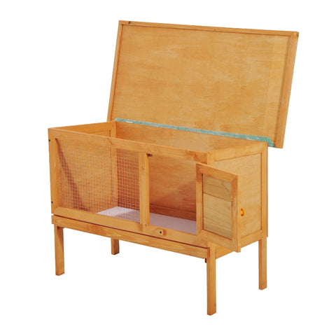 Rootz Small Animal Hutch - Rabbit Shelter - Pet Enclosure - Durable & Weatherproof - Easy to Clean - Secure & Safe - 90cm x 45cm x 65cm - Fir Wood & Metal