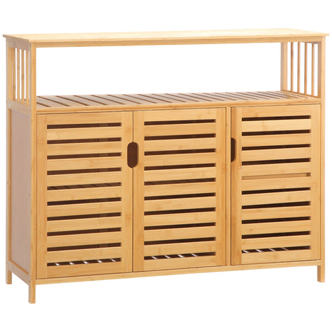 Rootz Buffet Storage Cabinet - Bamboo Sideboard - Kitchen Cupboard - Robust Design - 100 x 35 x 82 cm Brown