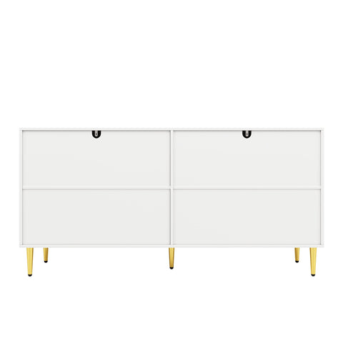 Rootz White Sideboard - Buffet Cabinet - Storage Unit - Elegant Design, Easy Cleaning, MDF, 152cm x 40cm x 75cm