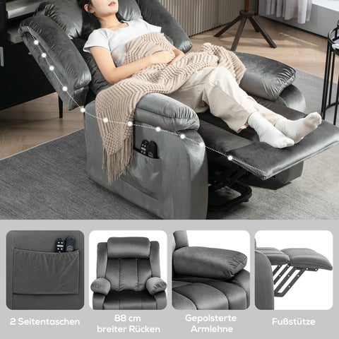 Rootz Stand-Up Massage Recliner Chair - Lift Chair - Lumbar Heating - 8-Point Massage - 88W x 95D x 106H cm