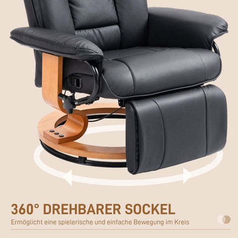 Rootz Recliner Chair - TV Armchair - Lounge Chair - Compact Size - 135° Recline - 360° Rotating Base - Faux Leather - 78cm x 88cm x 103cm