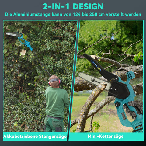 Rootz 2-in-1 Mini Chainsaw - Compact Electric Saw - Portable Tree Cutter - Safety Lock - Brushless Engine - 42 x 29 x 10.5 cm