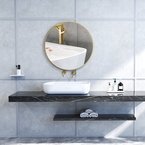 Rootz Round Bathroom Mirror - Wall Mirror - Gold Mirror - Easy Installation - Ø 70 x 2.5 cm