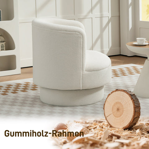 Rootz Rotatable Upholstery Chair - Modern Lounge Armchair - White Chair - 360° Swivel - 74cm x 74cm x 74cm