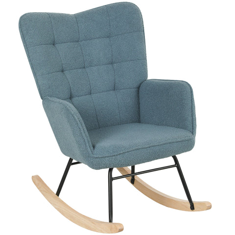 Rootz Rocking Chair - Ergonomic Seat - Cozy Breastfeeding Chair - Relieves Stress - 98t x 71b x 101h cm - Blue
