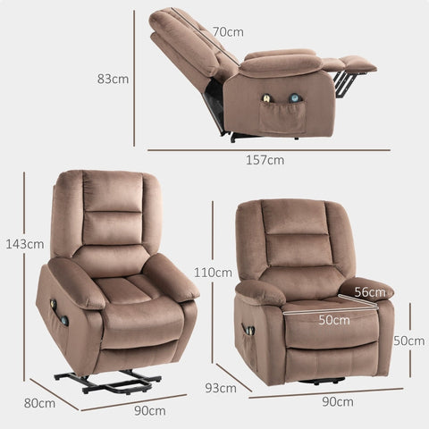 Rootz Electric TV Chair - Recliner Chair - Massage Recliner - Thick Padding - 135° Adjustable Backrest - Footrest - 90W x 93D x 110H cm.