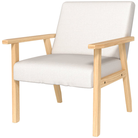 Rootz Upholstered Armchair - Dining Chair - Accent Chair - Solid Wood Frame - Linen Look - 64 x 70 x 72 cm -  White