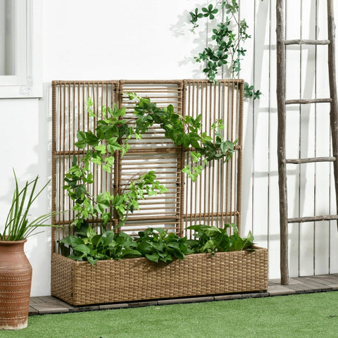 Rootz Plant Pot - Flower Box with Trellis - Weather-Resistant Planter - Durable & Maintenance-Free - Ideal for Various Plants - 103 cm x 103 cm x 29 cm - Sand
