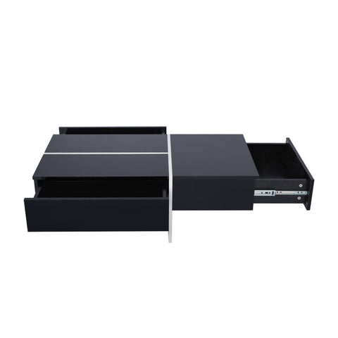 Rootz High Gloss Coffee Table - LED Coffee Table - Modern Coffee Tables - App-Controlled LED Lights - 100L x 50W x 34.5H cm