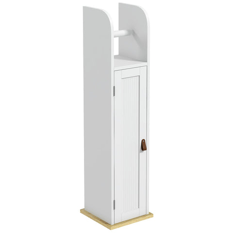 Rootz Bathroom Cabinet with Toilet Paper Holder - Storage Shelves - Space-Saving Design - 20 x 20 x 80 cm White