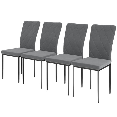 Rootz 4 Set Dining Room Chairs - Velvet-Look Upholstered - Modern Dining Room Chairs - Ergonomic Comfort - 42x58x95cm - Grey
