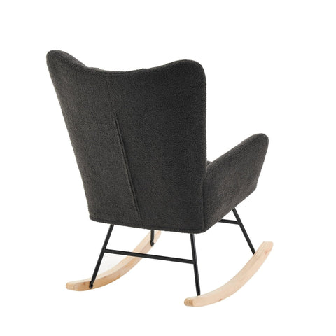 Rootz High Back Rocking Chair - Armchair - Recliner Chair - Soft Velvet Fabric - 63.9cm x 95.7cm x 90.9cm