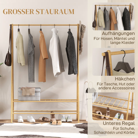 Rootz Freestanding Bamboo Coat Rack - Clothes Organizer - Storage Solution - A-Frame Design - 116cm x 43.5cm x 160cm