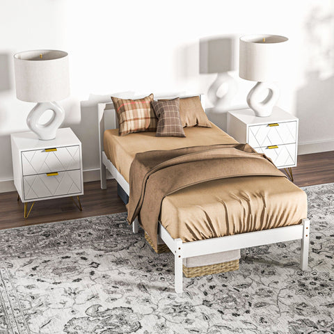 Rootz Solid Wood Bed Frame - Single Bed - Children's Bed - Underbed Storage - 198L x 96W x 70H cm