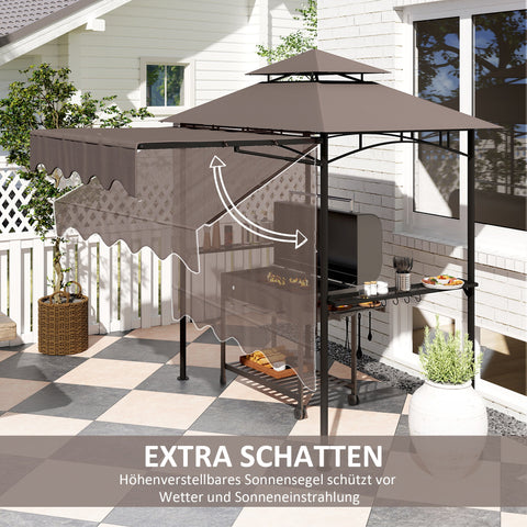 Rootz Grill Pavilion - Garden Shelter - Outdoor Canopy - Weather-Protection - 242x149x248cm - Perfect for Safe and Smoke-free Grilling!