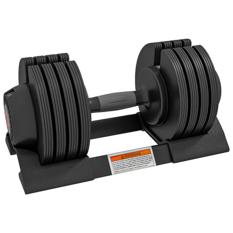 Rootz Adjustable Single Dumbbell - Free Weights - Strength Trainer - Non-Slip Handle - 7/13/18/24kg Black - Space-Saving - 37x18x18cm