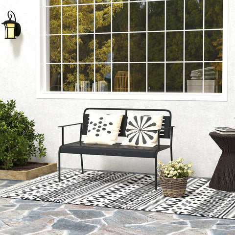Rootz 2-Seater Garden Bench - Weatherproof Furniture - Water-Repellent Outdoor Bench - Comfort Seating - 121 x 64 x 84cm, Black