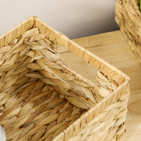 Rootz Set of 3 Storage Baskets - Organizers - Handwoven Crates - Durable Metal Frame - 40x30x18cm, 35x25x16cm, 30x20x14cm