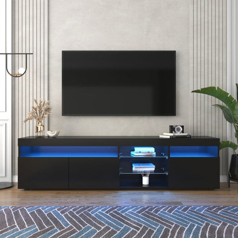 Rootz Modern TV Cabinet - Entertainment Stand - Media Console - Adjustable LED Lighting - 180L x 35W x 45H cm