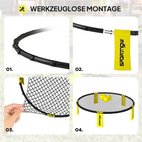 Rootz Roundnet Set Gameet - Spikeball Set - Beach Game - Stability Guaranteed - Ø92 x 20 cm - Yellow & Black