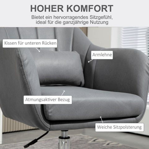 Rootz Swivel Chair - Office Chair - Height Adjustable Chair - Maximum Comfort - 60 x 60 x 79-91 cm - Grey