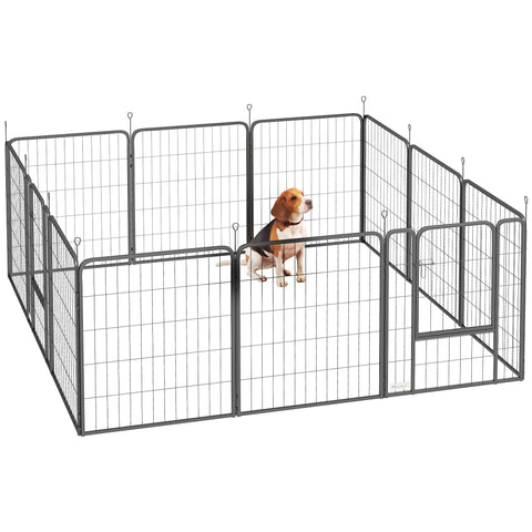 Rootz 12-Panel Dog Park - Foldable Pet Playpen - Modular Steel Enclosure - Easy Storage - Square: 204x204x80cm / Rectangle: 272x136x80cm