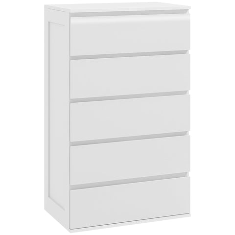 Rootz 5 Drawer Chest - Storage Furniture - Handleless Design - Easy Opening - 60 x 38 x 100 cm White