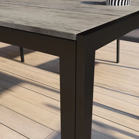 Rootz Garden Tables - Outdoor Table - Industrial Design - Patio Table - Weather Resistant - Wood Look - Aluminum Frame - Wood-plastic Composite Panel - Gray - 160l X 90w X 74h Cm