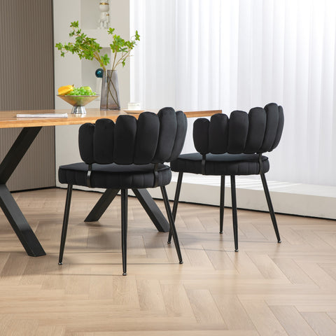 Rootz 2 Piece Set Velvet Dining Chairs - Dining Room Chairs - Office Chairs - Luxurious Comfort - 57.98cm x 56cm x 78cm
