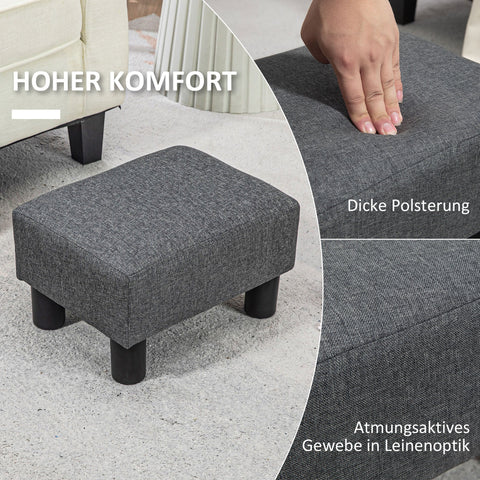 Rootz Foot Stool - Seat Stool - Ottoman - Supports 110 kg - Grey Linen-Like Fabric - 40cm x 24cm