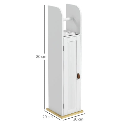 Rootz Bathroom Cabinet with Toilet Paper Holder - Storage Shelves - Space-Saving Design - 20 x 20 x 80 cm White