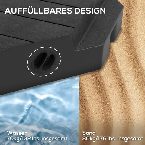 Rootz Parasol Base Weights - Fillable Stand - Umbrella Balancer - Secure Outdoors - 80cm x 80cm x 13cm