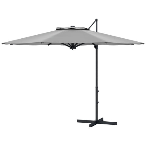 Rootz Cantilever Umbrella - Hanging Umbrella - Parasol - Tilting - Rotating - Hand Crank - Wind Hood - Metal Pole - Dark Gray - 294cm x 294cm x 242cm