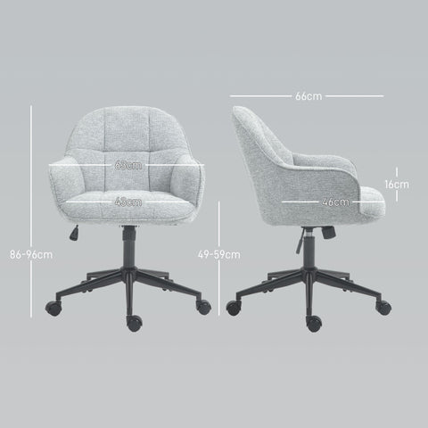 Rootz Ergonomic Office Chair - Swivel Chair - Adjustable Chair - Padded Comfort - 63x66x86-96cm - Grey Linen Cover