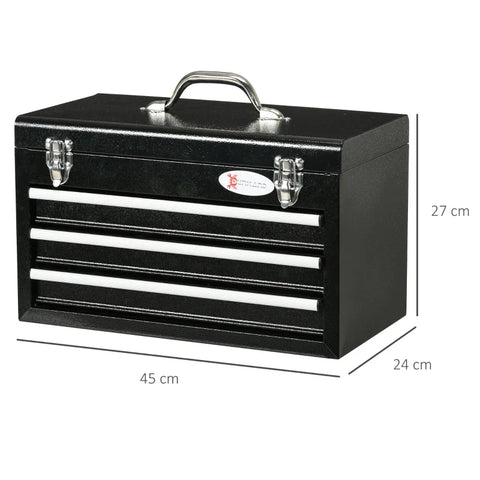 Rootz Tool Box - With 116-piece Tool Set - Mobile Tool Box - Lockable - Steel Housing - Black - 45 x 24 x 27 cm