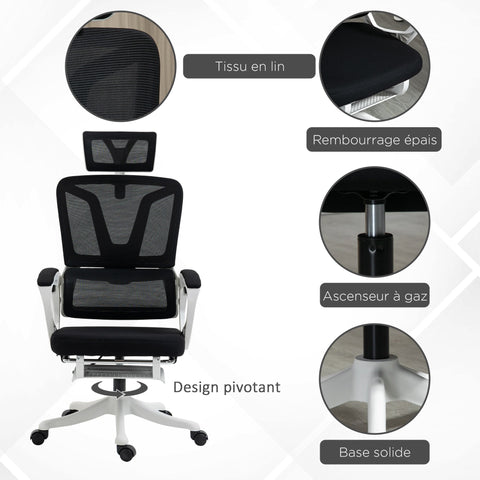 Rootz Rotos Office Chair - Executive Chair - Adjustable Backrest - Lordosis Support - Mesh Black - 66cm x 58cm x 110-118cm