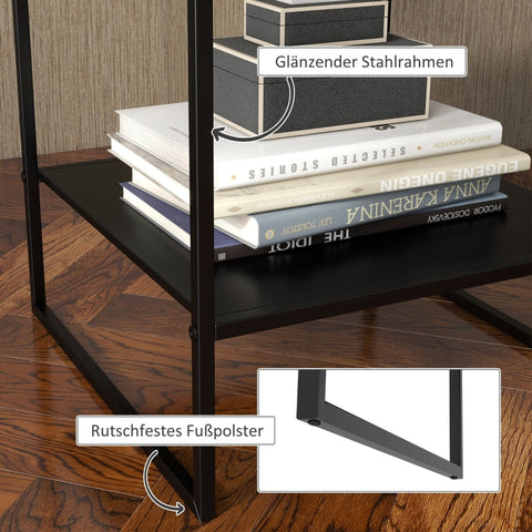 Rootz Industrial Design Side Table - Coffee Table - Bedside Table - 2 Levels of Storage - Sturdy Steel Frame - 40cm x 40cm x 45cm