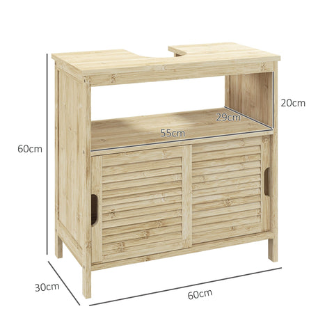 Rootz Bamboo Vanity Unit - Bathroom Cabinet - Storage Organizer - Durable Bamboo - 60cm x 30cm x 60cm