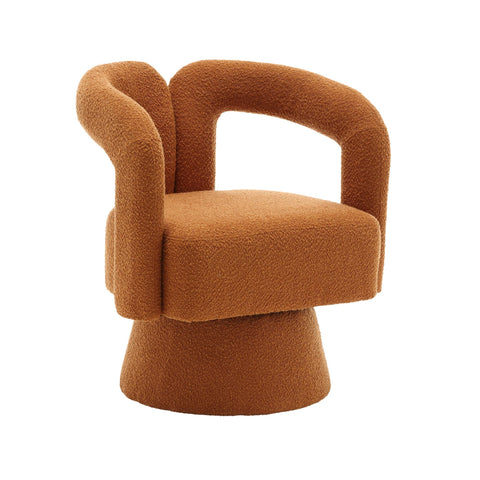 Rootz Swivel Office Chair - Bouclé Fabric - Barrel Design - 360-Degree Rotation - Dimensions: 67L x 55W x 74H cm