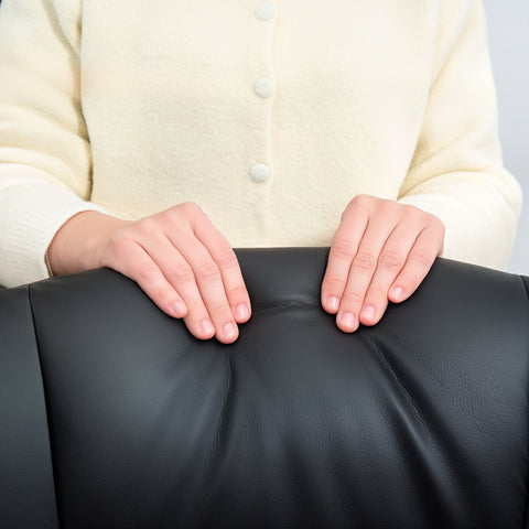 Rootz Black Relaxation Armchair with Footstool - Adjustable Recliner - Upholstered Lounge Chair - Synthetic Leather Cover - 83cm x 107cm