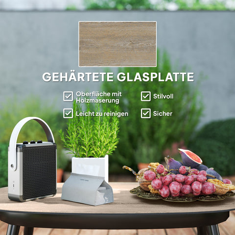 Rootz Grey + Yellow Poly Rattan Lounge Set - Garden Furniture - Outdoor Seating - UV-Resistant - 62L x 82H cm Armchair, 112L x 64B x 82H cm Loveseat Table