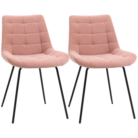 Rootz 2 Dining Room Chairs - Accent Chairs - Kitchen Chairs - Retro Velvet Look - Foam-steel -  Pink - 50cm X 61cm X 79cm