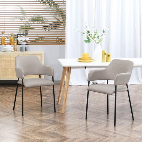 Rootz 2 Piece Dining Chair Set - Kitchen Chair - Reading Chair - Linen-Look Fabric - Stable Base - 54cm x 54cm x 84cm