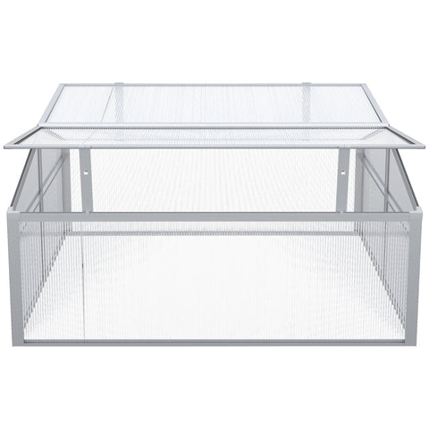 Rootz All-Season Greenhouse - Cold Frame - Gardening Shelter - Maximum Light Transmission - Optimal Ventilation - Durable Aluminum Frame - 100cm x 100cm x 48cm