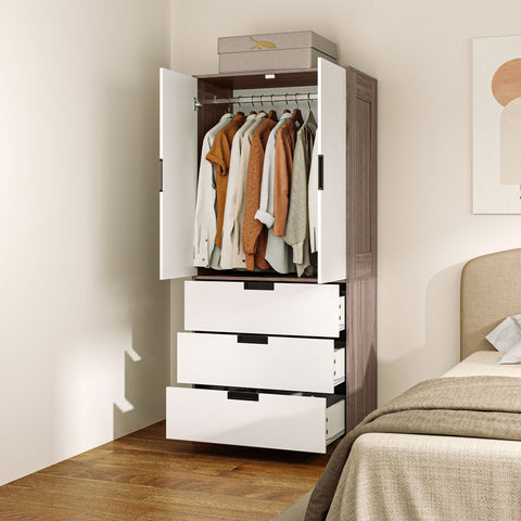 Rootz 2 Door Wardrobe - Modern Cabinet - Bedroom Storage - Durable & Spacious - 80cm x 50cm x 180cm
