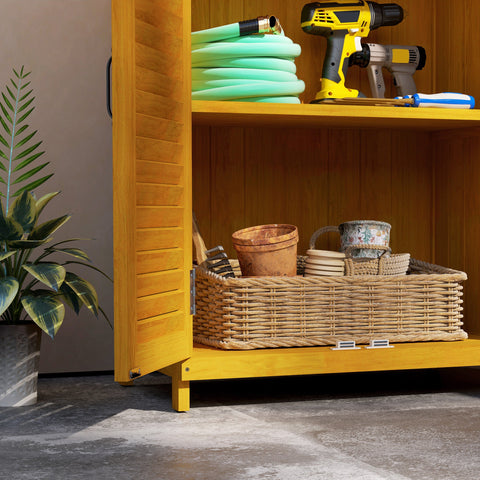 Rootz Garden Cabinet Wood - Tool Shed - Device Cabinet - Weatherproof Surface - 65.5 x 40 x 98.5cm Yellow