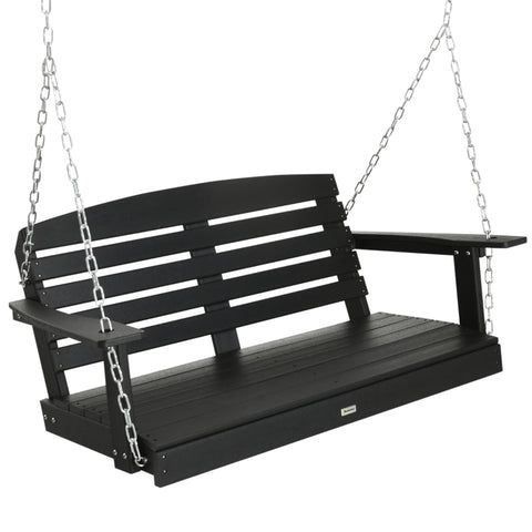 Rootz Swing Bench for Two - Garden Swing - Outdoor Bench - Height Adjustable - Holds Up to 240 kg - 127cm x 75cm x 61cm - Black HDPE