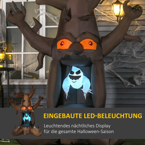 Rootz Inflatable Halloween Ghost Tree - Blow-Up Decoration - Self-Inflating Haunted Tree - Durable Polyester - Bright LED Lights - Easy Setup - 180cm x 140cm x 240cm